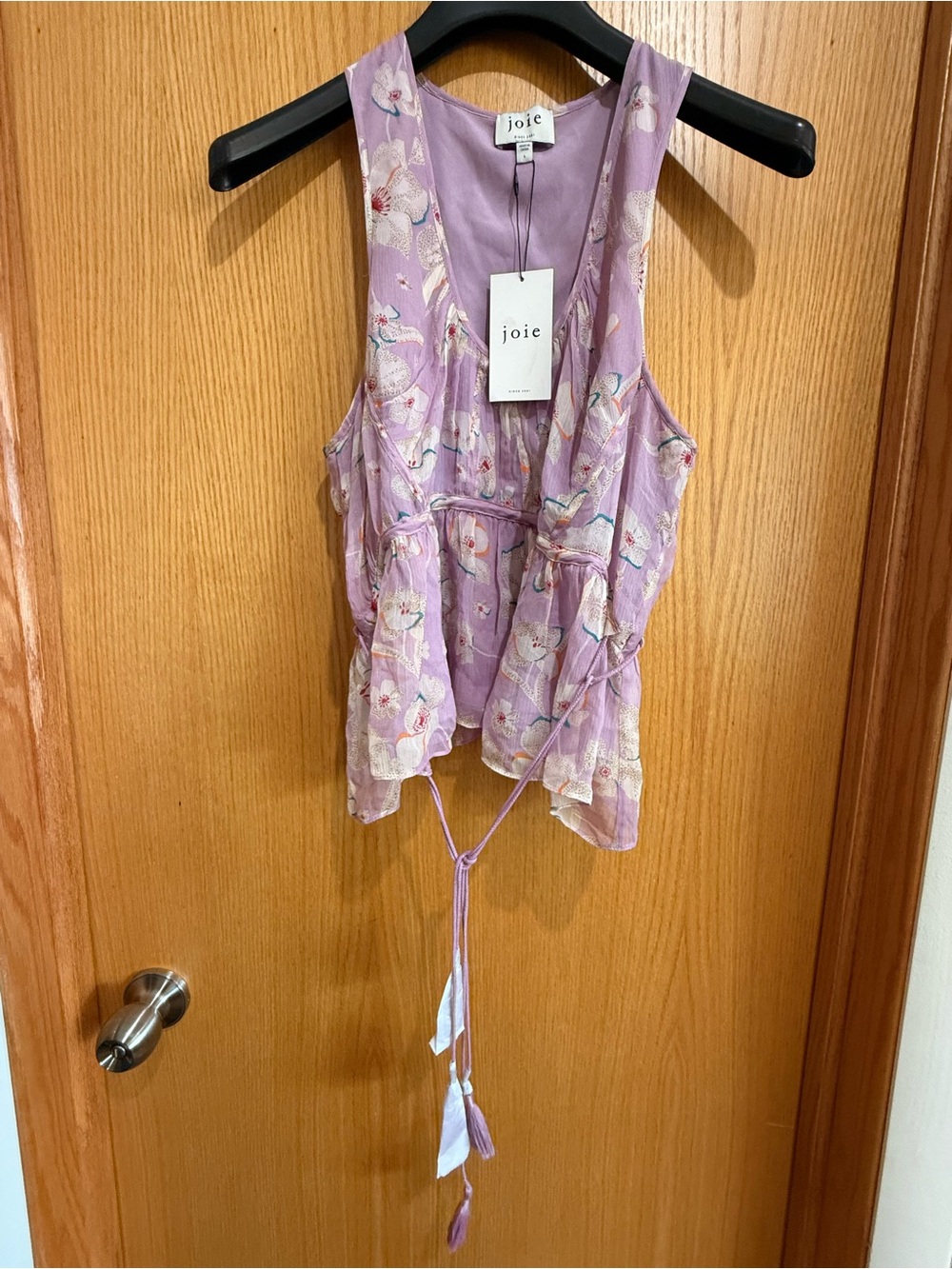 Joie Purple Floral Tie-Front Peplum Camisole